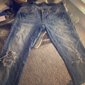 Distressed Bebe jeans size 27 fits small